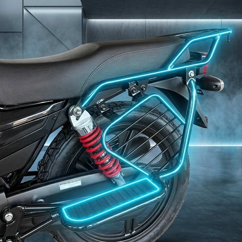 SYM X-Wolf 150 — kuchli yukxona va kengaytirilgan oyoq tayanchlari